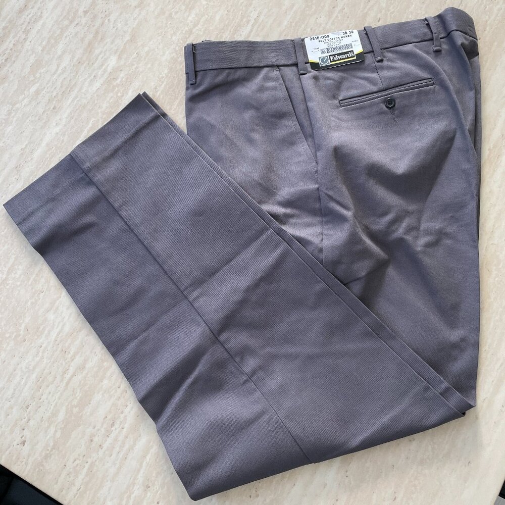 Brand New Edwards Uniform Chino Flat Front Dark Gray Pants Size 38x30 - Picture 2 of 4